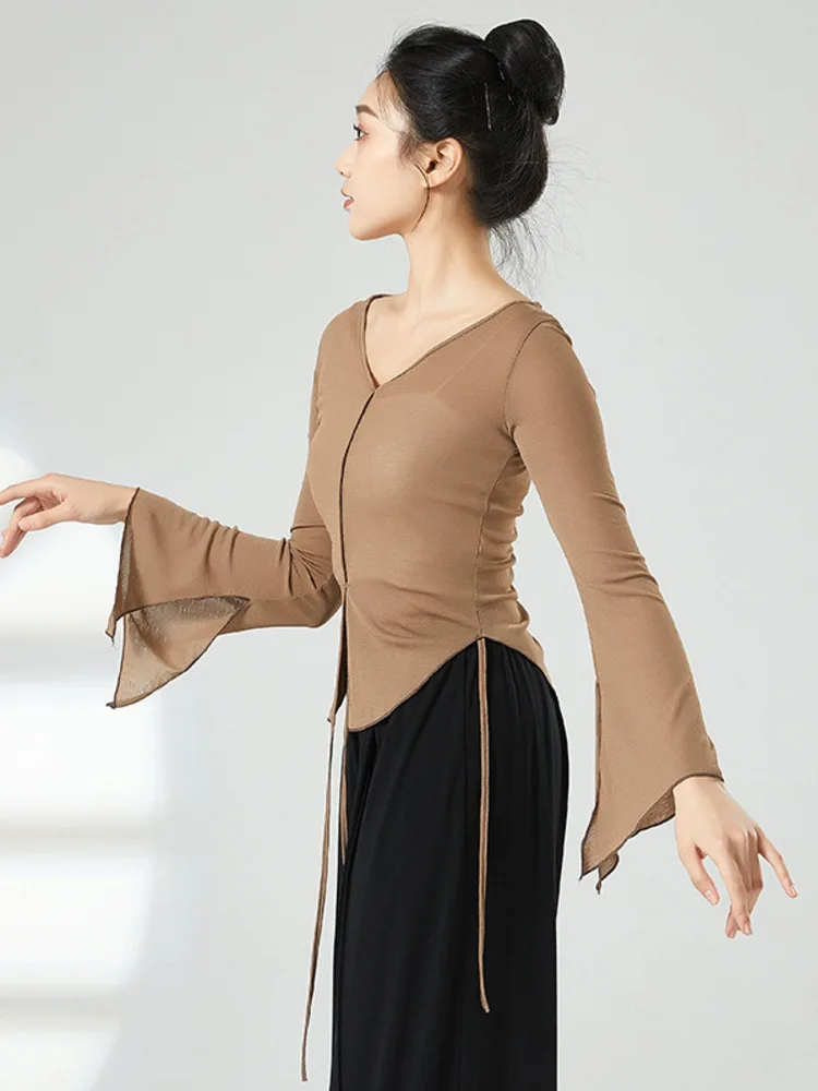 단색 모던 댄스 밸리 코스튬, 우아한 시크 파티 바지, 라틴 웨어, 여성 메쉬 스트리트 생일 루즈 와이드 레그 팬츠 