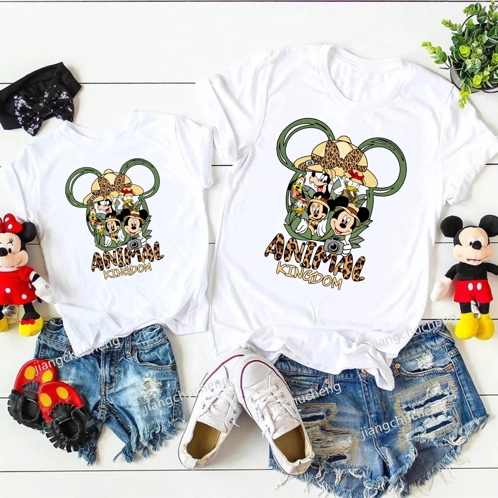 Disney Animal Kingdom Shirts Funny Mickey Minnie Family Matching Outfits Cotton Father Mother Kids Tshirts Disney Trip Clothes 2