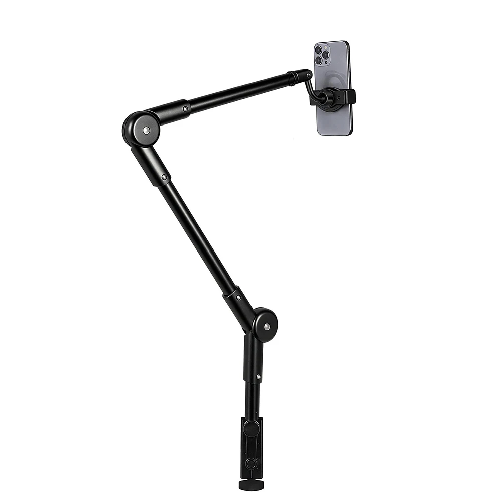 3/8인치 표준 인터페이스가 있는 3단 마이크 붐 암 스탠드, 30cm+38cm 연장 암, 데스크탑 클램프 마운트, 마이크 및 휴대폰 겸용, 라이브 스트리밍 및 녹음용 전문 스탠드