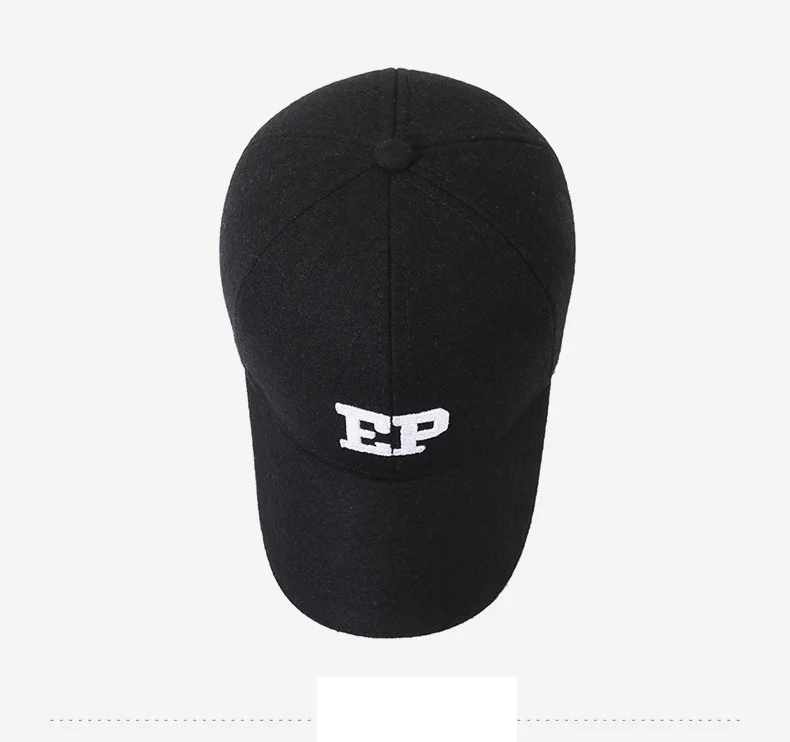 Men's Woolen Baseball Cap Thickened Warm Winter Hat Embroidered_voghion.com