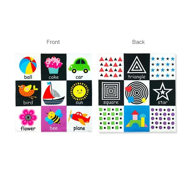 Baby Toys For Newborn Soft Cloth Book 0-24 Months Kids Learning Educational Black/White Cognition Rustle Sound Newspaper 2