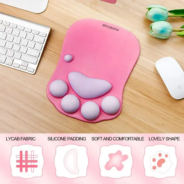 Cute Cat Mouse Pad and Keyboard Wrist Rest - Silicone - Sponge from Apollo  Box