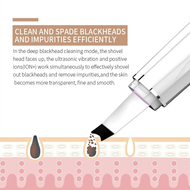 Electric Facial Dead Skin Sonic Cleaning Portable Ion Ultrasound Facial Spatula Face Peeling Cleaner Ultrasonic Skin Scrubber