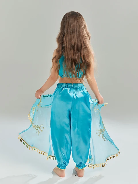 Disney-Robe Princesse Jasmine en Dentelle pour Bébé Fille, Aladdin, Lampe  Magique, Vêtements de Carnaval, Costume de Cosplay Éducatif, ixd'Halloween