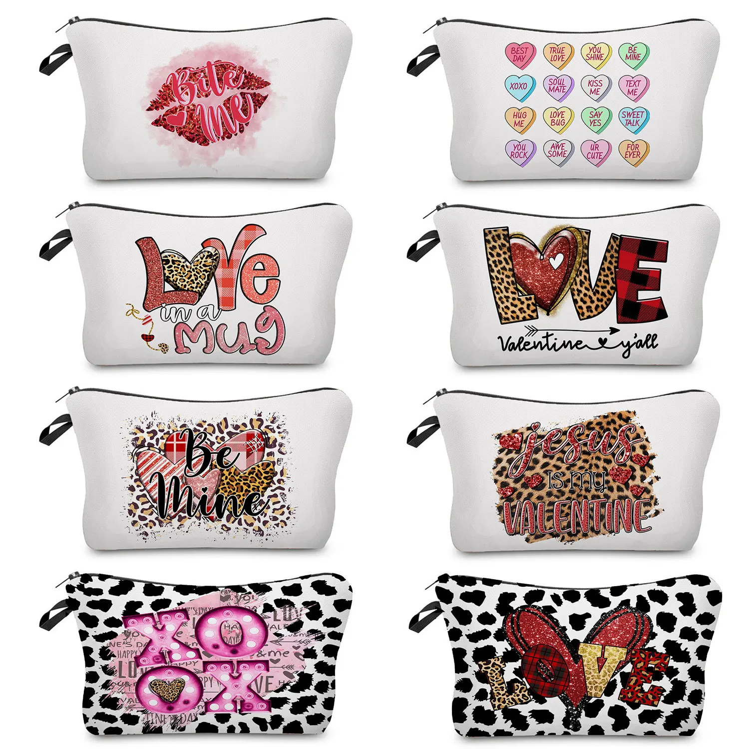 

About Love Cosmetic Bags Retro Sweet Graphic Design Mini Clutch Phone Bag White Cute Casual Leopard Print Waterproof Makeup Bag