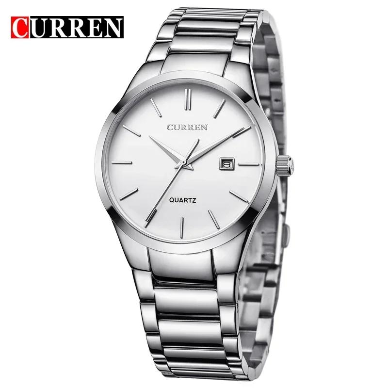Curren 8106 كوارتز العلامة الرجال ساعة عادية كامل الصلب الفاخرة الذكور ساعة معصم رجال الأعمال 4