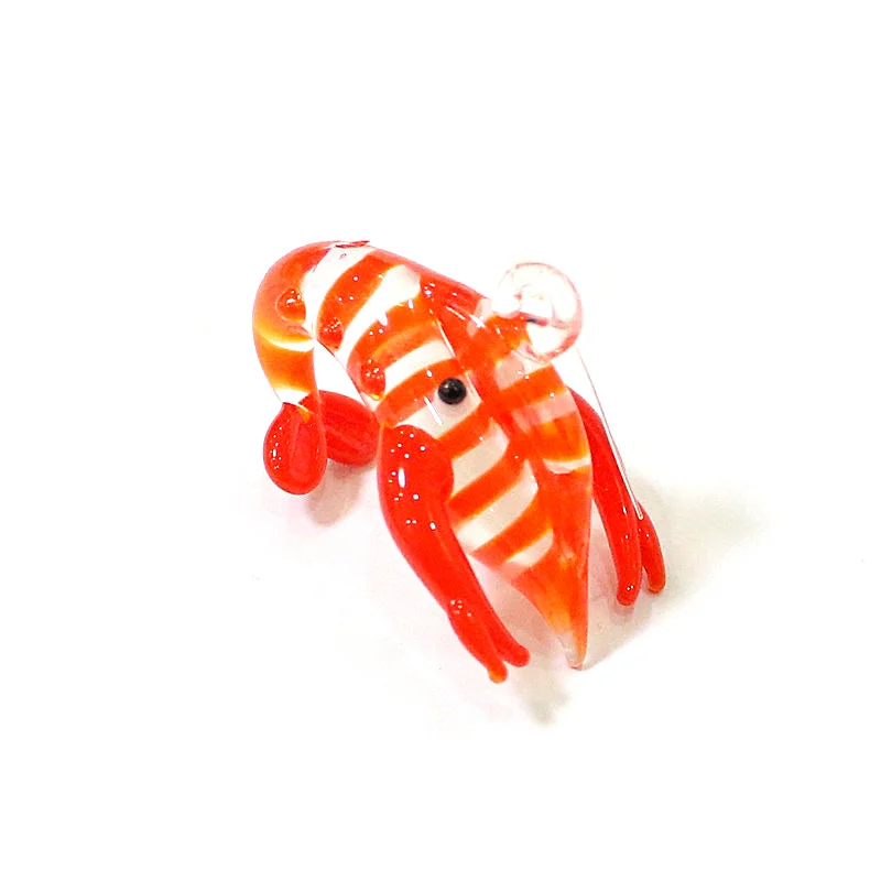 Pływający szklany czerwony homar Mini figurka wisiorek urocze amulety krewetki krewetki małe statuetki ozdoby wystrój akwarium