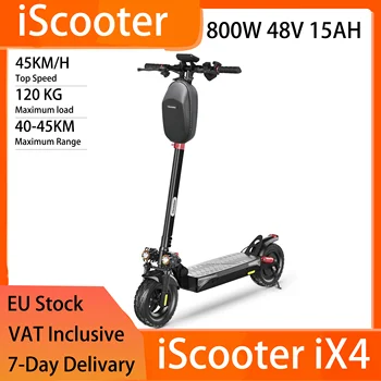 iScooter iX4 Monopattino Elettrico Pieghevole Fuoristrada 10" - 800W 48V 15Ah, 45km/h, Freni a Doppio Disco, Luci Atmosfera, App Intelligente, Nero