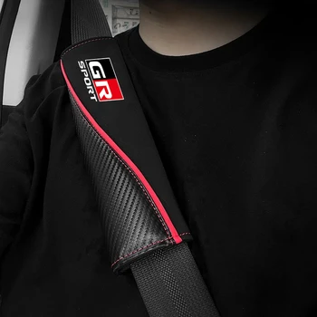 2 pezzi in pelle per cintura di sicurezza per auto copertura per spalla protezione per auto per Toyota GR Sport Gazoo Racing C-HR RAV4 Mirai Avensis Prado