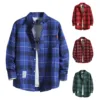 Plaid Shirts Men'S Casual Checked Shirt Autumn Long Sleeved Single Holiday Print Camisa Social Dress Shirt Camisas Asian size 1