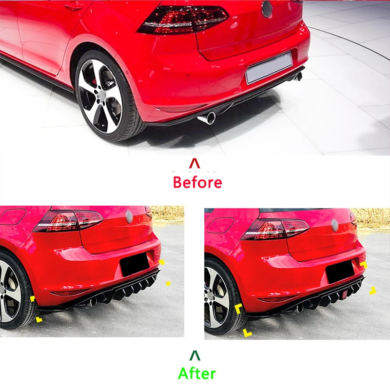 VW 골프 Mk7 GTI GTD Mk7 표준 TDI TSI 2012-2017 리어 디퓨저 스포일러 스플리터 리어 범퍼 가드 커버 리어 립 바디 키트