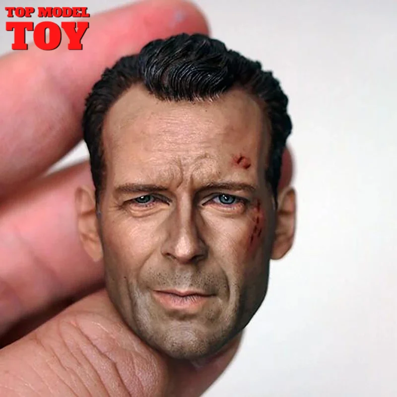 Bruce Willis im Maßstab 1/6 schnitzen verletzte männliche Kopf formung beschädigte Version passen 12 ''männliche Soldat Action figur Körper puppen
