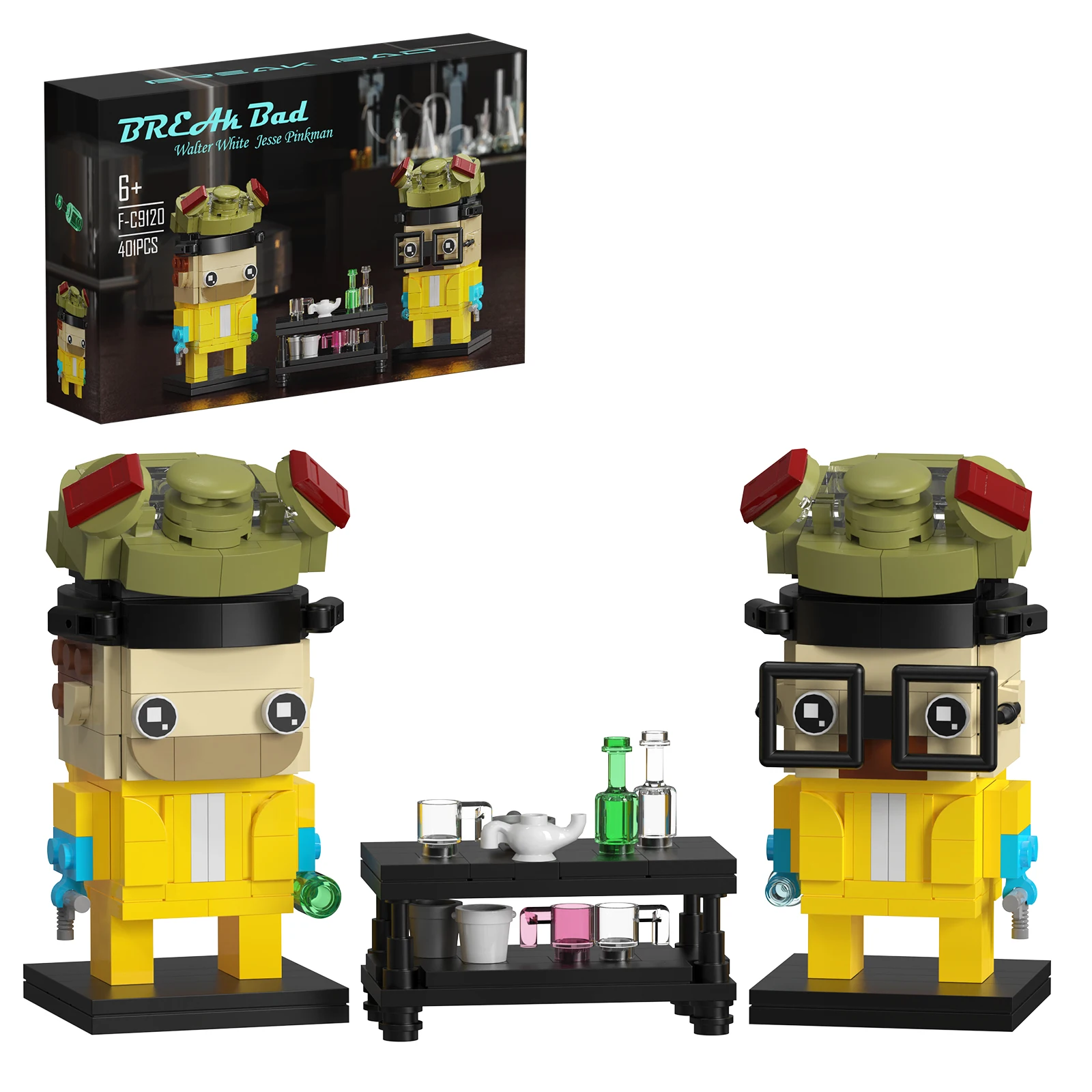 Breaking Bad White And Pink Characters Model 2-In-1 Movie Character Building Blocks Toys Con Scatola Dei Colori E Manuale Di Carta