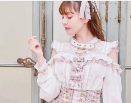 Liz Shirt Blouse Women 2025 Spring and Summer New Mine Off-the-shoulder Long-sleeved Blouses Lolita Sweet Bow Chiffon Shirt Top