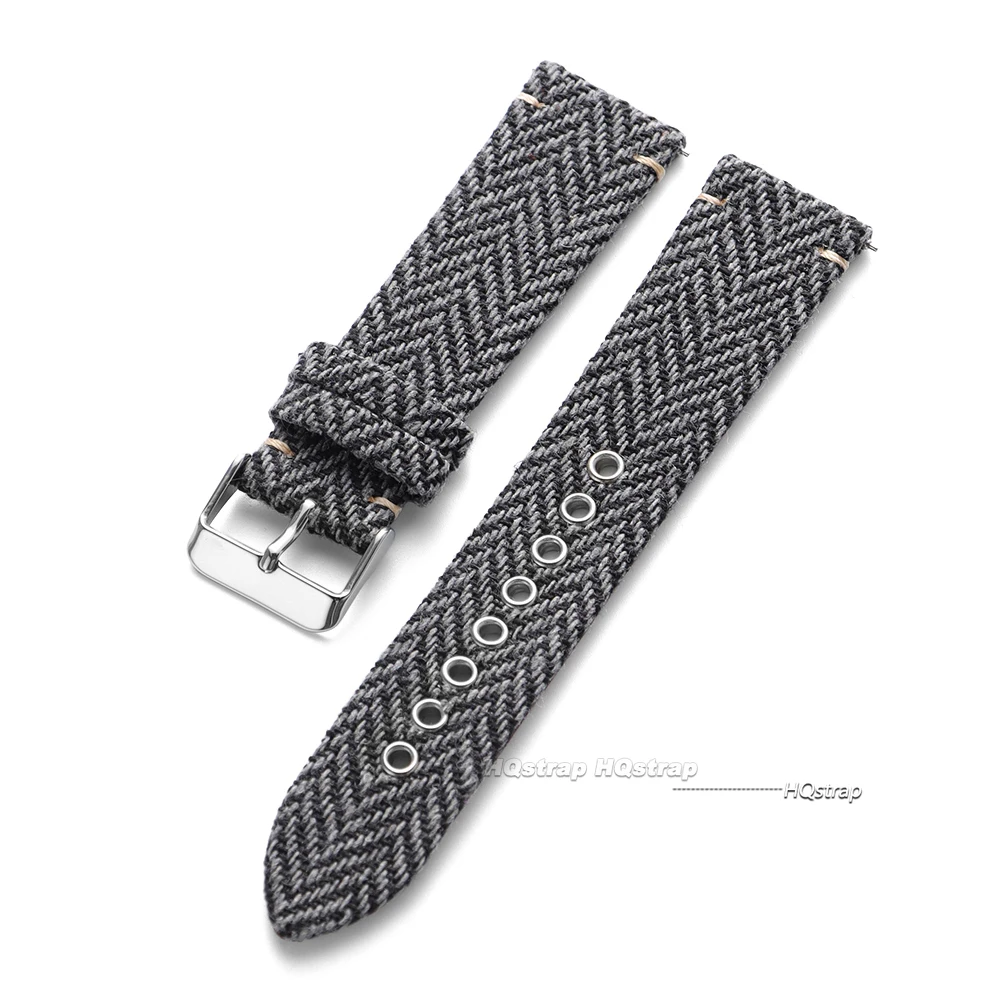 Premium Nylon Leather Quick Release Watch Band - Vintage Woven Canvas Strap