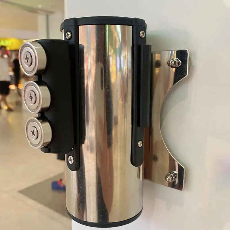 Retractable Belt Barrier Magnetic Safety Belt Retractable Barrier Wall Mounted Stainless Steel Case Safety Barriers