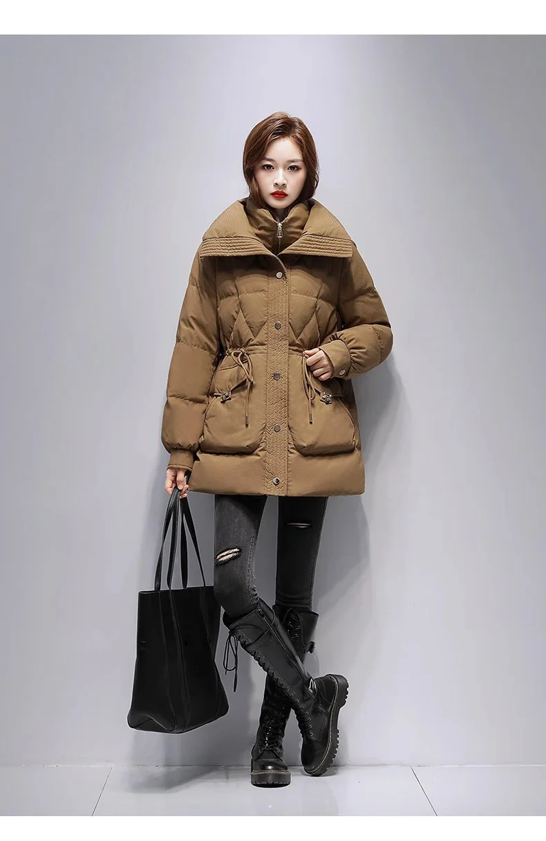 

2023 Women's Clothing High Quality Waist-Tight down Coat Winter New