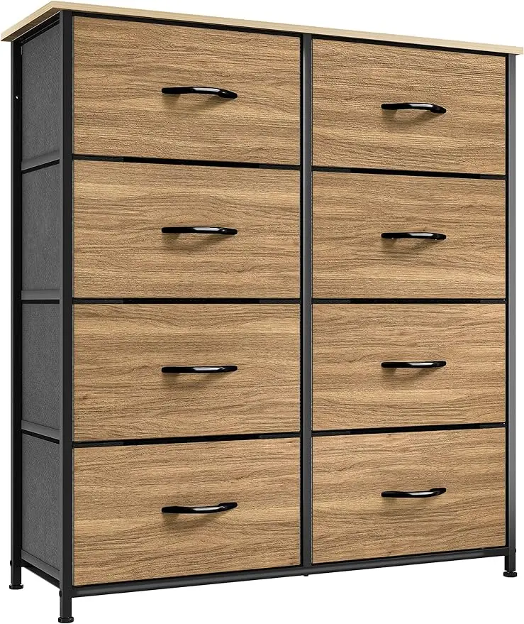 

Dresser w/8 Drawers,Fabric Tower,Organizer Unit for Bedroom - Sturdy Steel Frame,Storage Bins & Wooden Top, Multiple Colors