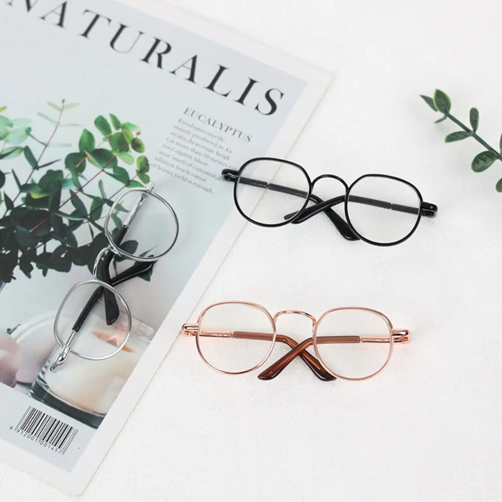 Fashion Metal Doll Glasses Round Frame Lensless Doll Eyeglasses Pets Glasses for 20cm Dolls