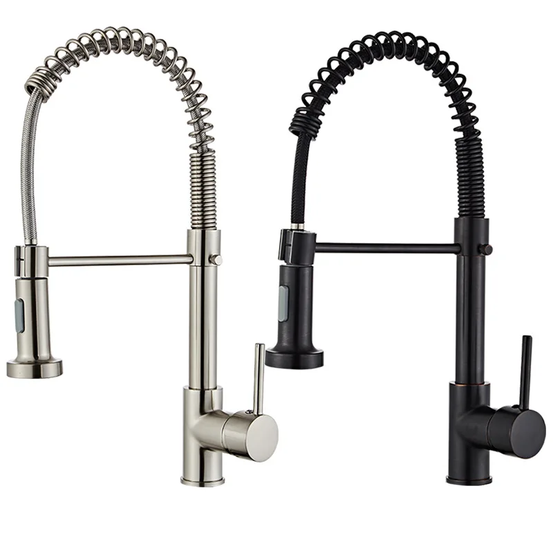 Kitchen Faucet with Pull Down Sprayer Brushed Nickel Stainless Steel Single Handle Pull Out Spring Sink Faucets Hot and Cold