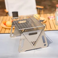 Barbecue Grill, Portable Folding Charcoal Grills, Stainless Steel BBQ Tabletop Smoker, Heavy Duty Firepit Grill with Carry Bag f - Image 2