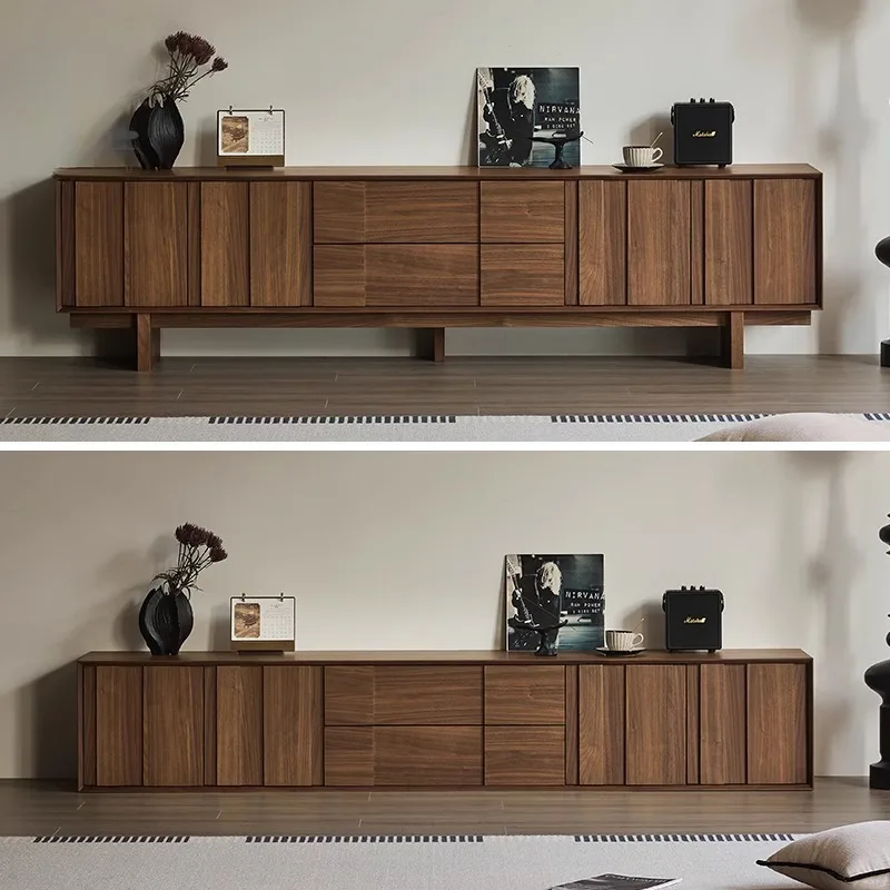 Solid Wood TV Stand Coffee Table Set Mid Century Modern Storage All In One Living Room Cabinetry Furniture Unit TV Stands Home