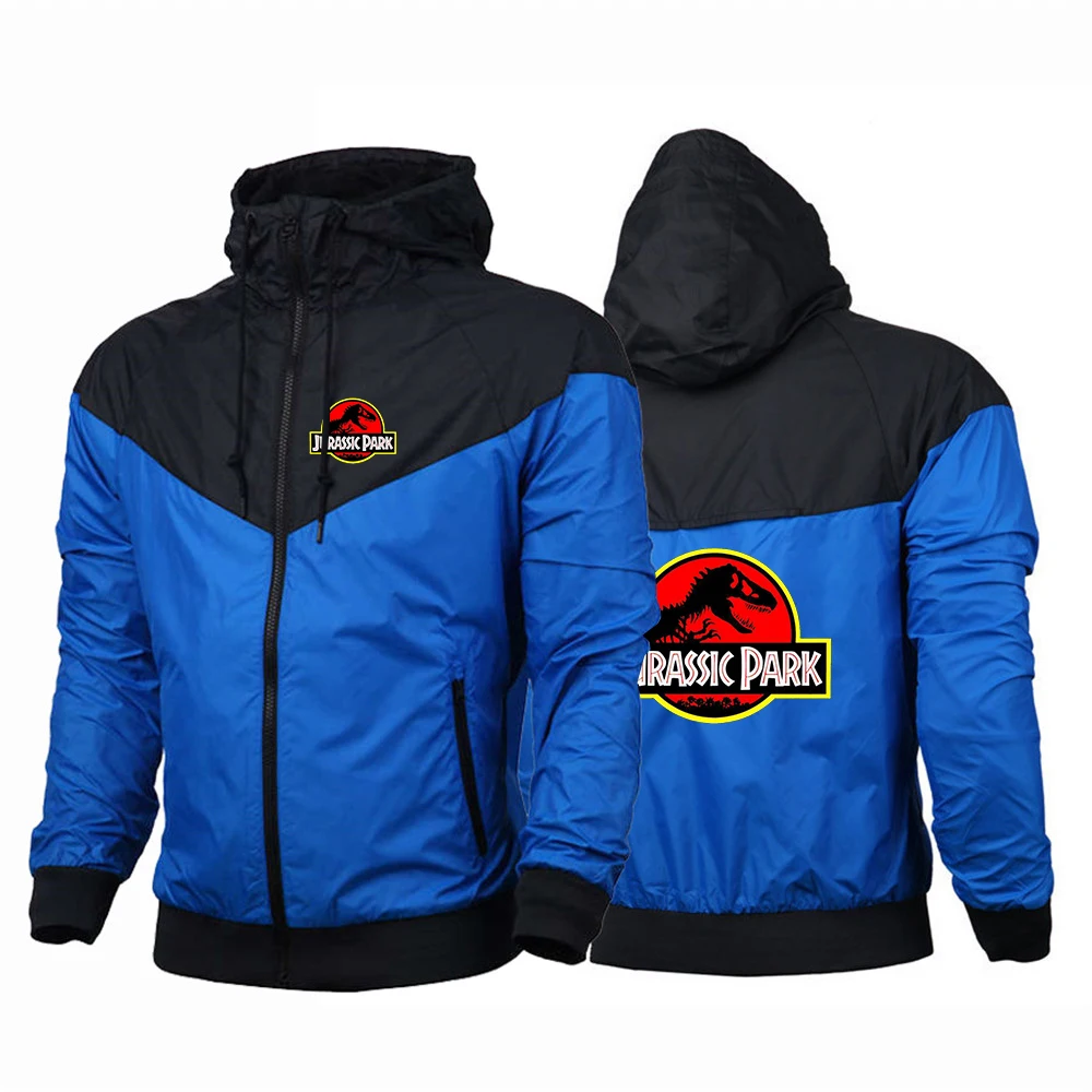 2023 Jurassic Park Men's New Spring and Autumn Windcoat Jacket Zipper Hooded Jacket Sports Jacket