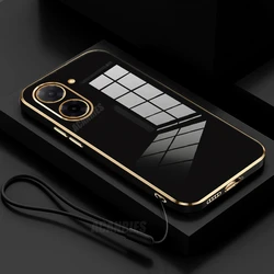 Elegant Plating Lanyard Silicone Case - Shockproof Protective Soft Cover for Redmi A2 Plus (ZBSS Black)