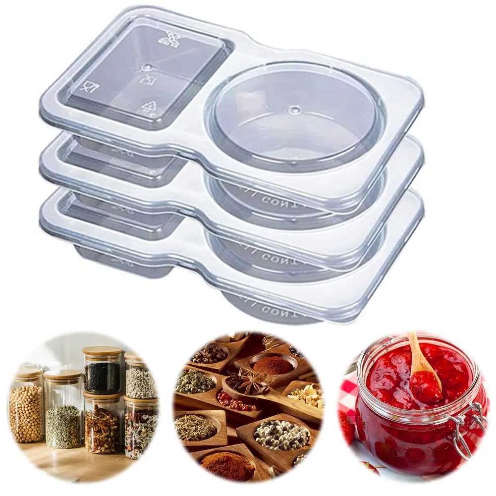 Disposable Seasoning Container with Lid Portable Snack Containers Double Compartment Sealed Plastic Portion Cup for To-Go Sauces