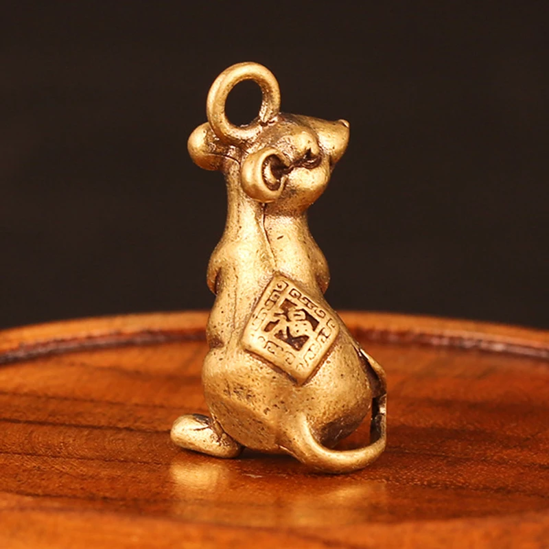 

Creative Lucky Mini Brass Rat Pendant Mouse Statue Home Office Ornament Mini Pendant Creative Lucky Rat Decoration Decor
