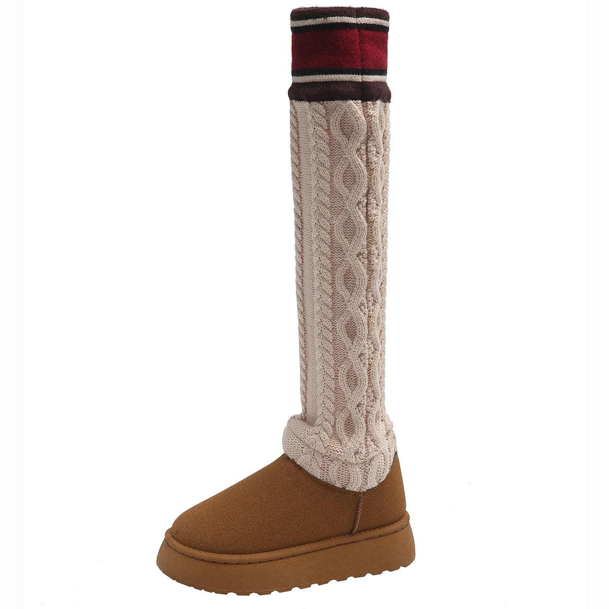 Women Boots 2024 New Fashion Mixed Knitting Socks Boots Height Increasing Thick Sole Winter Shoes for Women Leisure Snow Boots