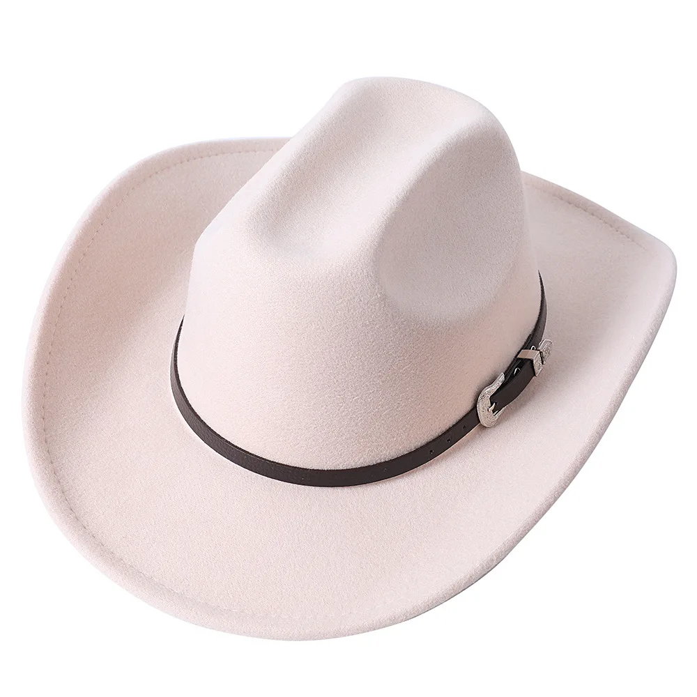  - Ethnic Style Cowboy Hat Fashion Chic Unisex Solid Color Jazz Hat With Bull Shaped Decor Western Cowboy Hats