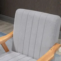 Стул Wingback Стул с мягкой обивкой и подлокотниками Кресло для отдыха Расслабляющий стул Скандинавский дизайн Ножки из каучукового дерева Светло-серый — изображение 6