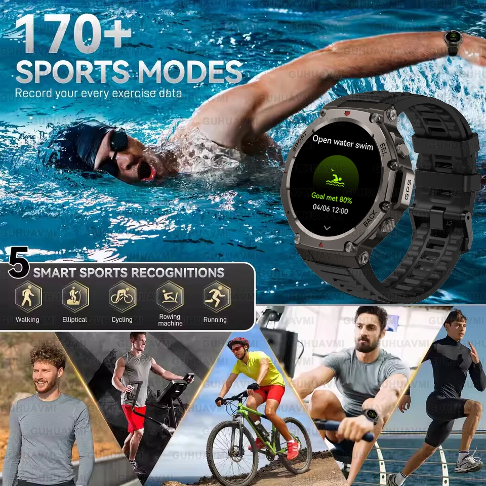2026 New T-REX 3 Dual-Band GPS Military Smart Watch 48mm 10ATM Water-Resistant 540mAh Battery Compass Altimeter AGPS Smart Watch 4