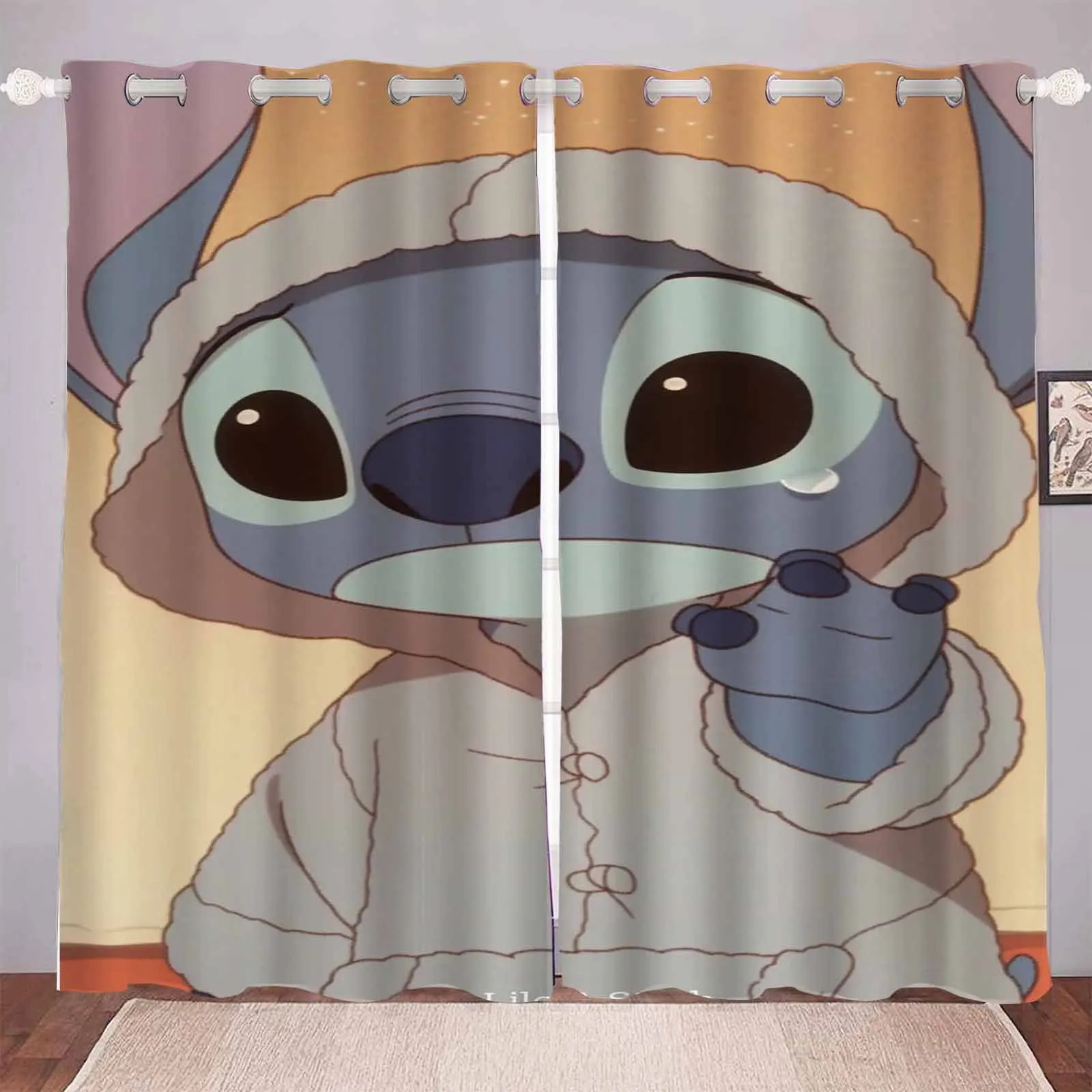 

MINISO Stitch Disney Living room blackout cartoon curtains, animated curtains, customisable home nursery, window treatments