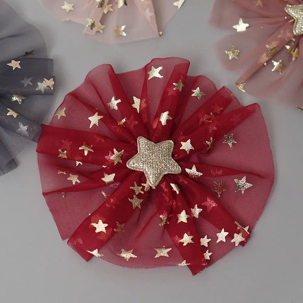 

Fairy Lovely Gold Star Heart Sequins Headwear Girl Headdress Gauze Hair Clip Children Hairpin Veil Hair Clip Hair Accessory