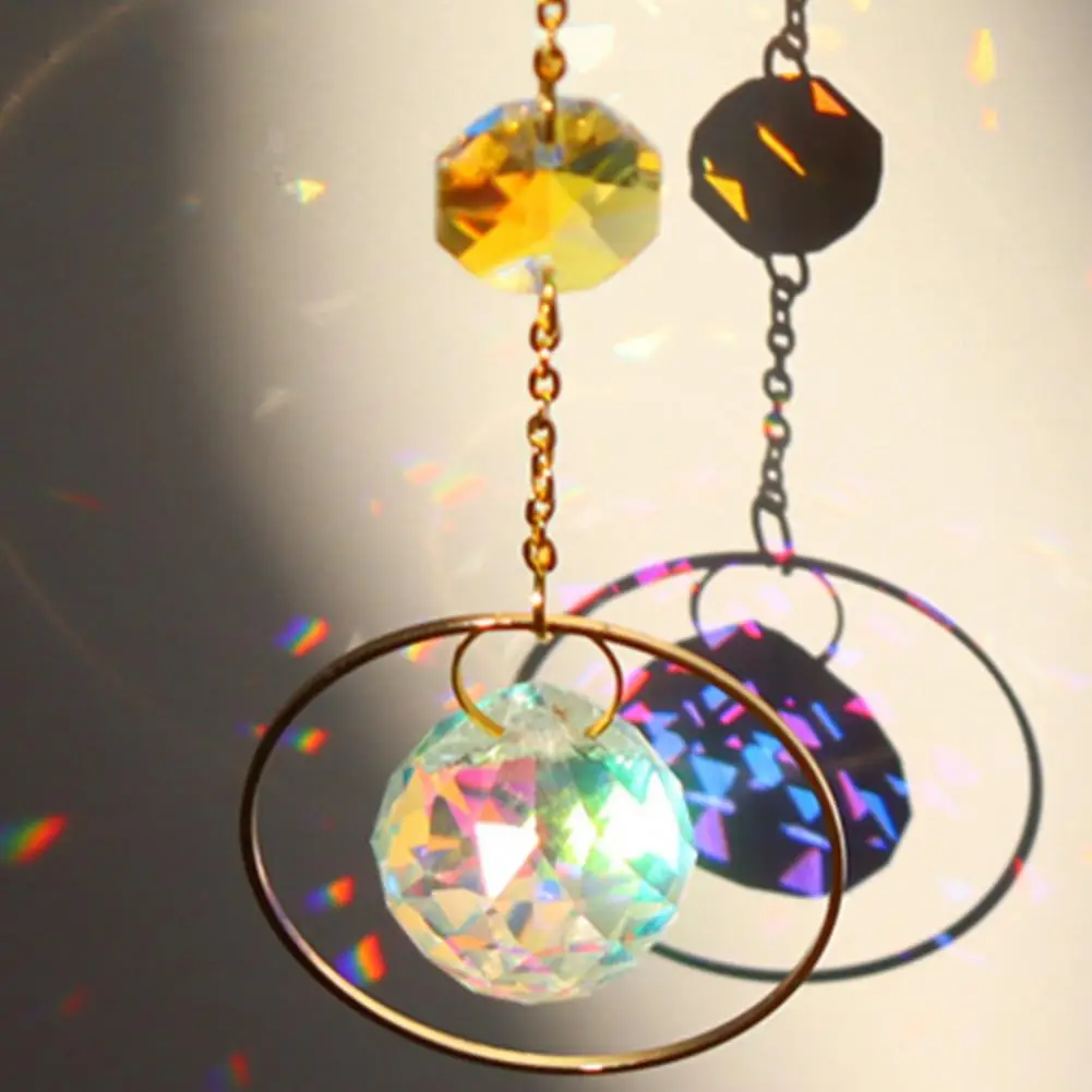 Suncatcher Pendant Decorative Glass Faux Crystal Rainbow Prism Pendant Home Decoration
