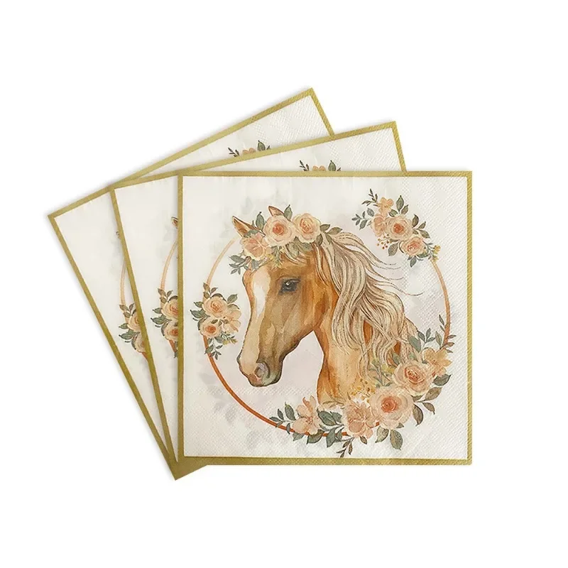 Western Cowboy Horse Racing Kids Girls Birthday Party Decoration Printing Creative Ambiance Restaurant Napkins Paper Placemats paper napkins tissue paper decoration