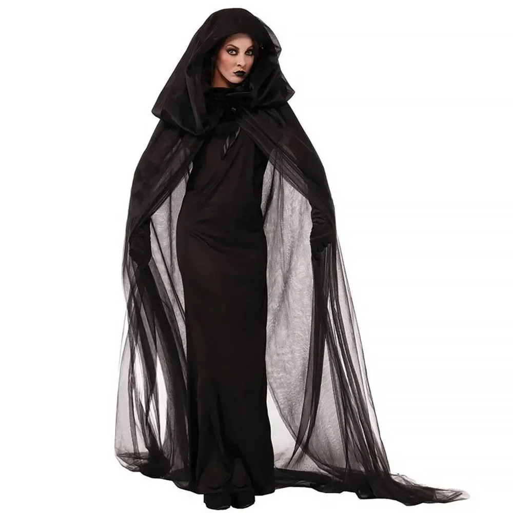 Halloween Women Zombie Ghost Bride Witch Vampire Cosplay Game Horror Demon Costume Ghost Bride Costume Black Gauze Dress