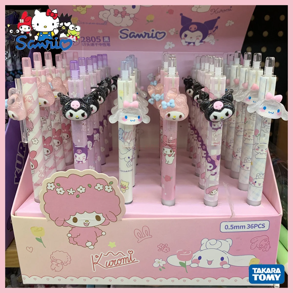 

36pcs Kawaii Sanrio 0.5mm Neutral Pen Anime Melody Kuromi Hellokitty Signature Gel Ink Pen School Supplies Stationery Wholesale