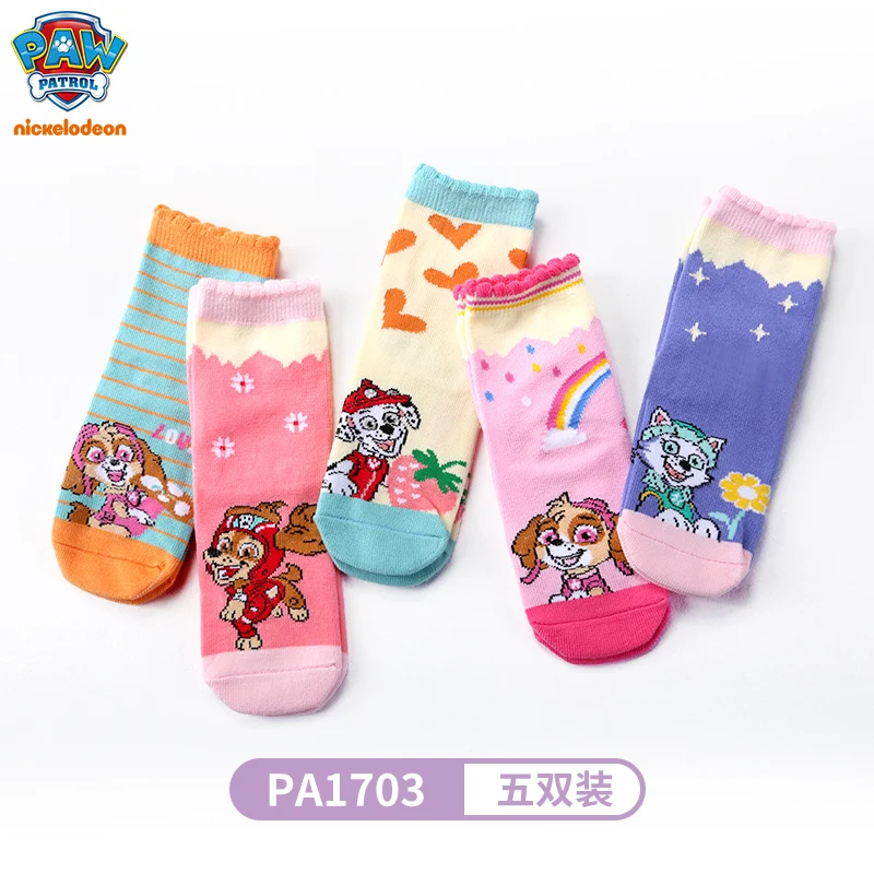thumbnail image 1 of 100 % auténticos calcetines de Paw Patrol, 10 unidades = 5 pares, para niños y niñas, estilos de primavera y otoño, calcetines de algodón de 3 a 8 años, alta calidad, 1 of 5