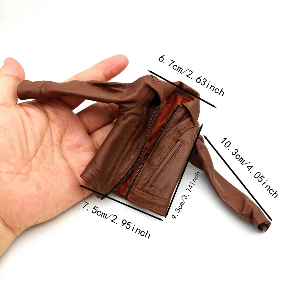 Brown 1/6 Scale Pu Leather Jacket Clothes Model for 12in Male