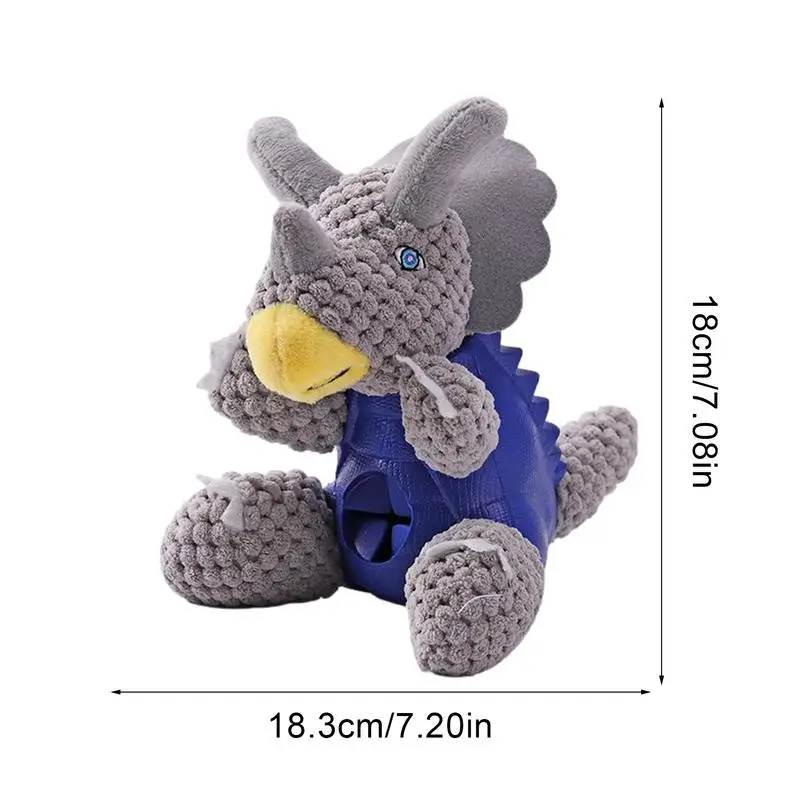 Dog Chew Toy Sound Triceratops Slow Feeder Toys Soft Pet Dispensing Toy For Aggressive Chewer Cute Treat Toys For Relax images - 6