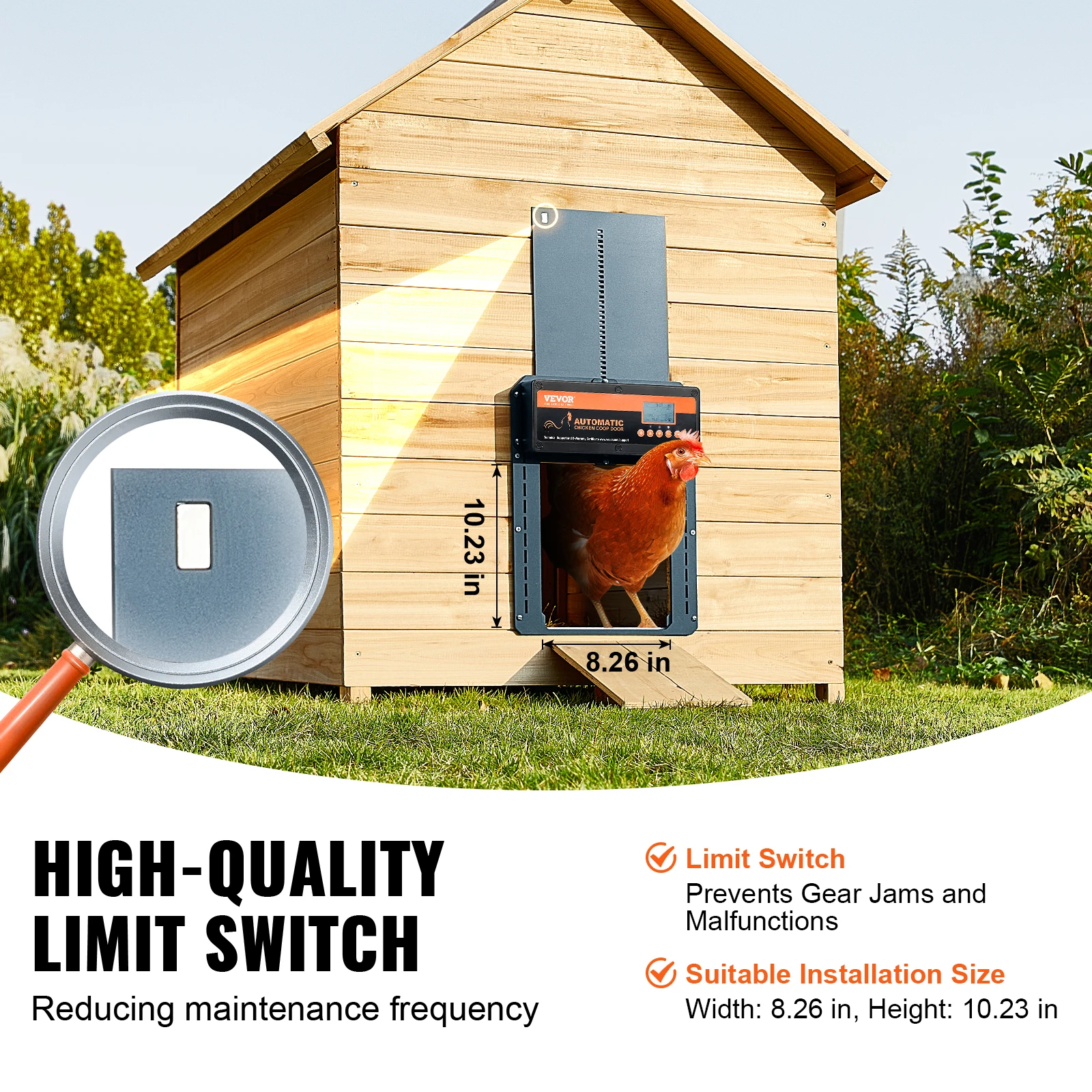 VEVOR Automatic Chicken Coop Door with Light Sensing Remote Control Auto Chicken Door Opener Chickens Supplies Battery Powered