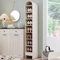 67" Tall Arched Shoe Cabinet, 8 Tiers Shoe Storage Cabinet, Freestanding Wooden Shoe Rack with Adjustable Shelves, Shoe 1