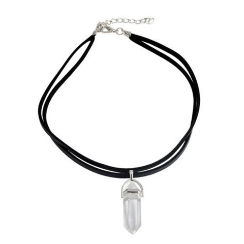 Crystal Gemstone Pendant Necklace Artificial Gems Vintage Alloy Rattan Women Necklaces Girls Waterdrop Stone Necklace