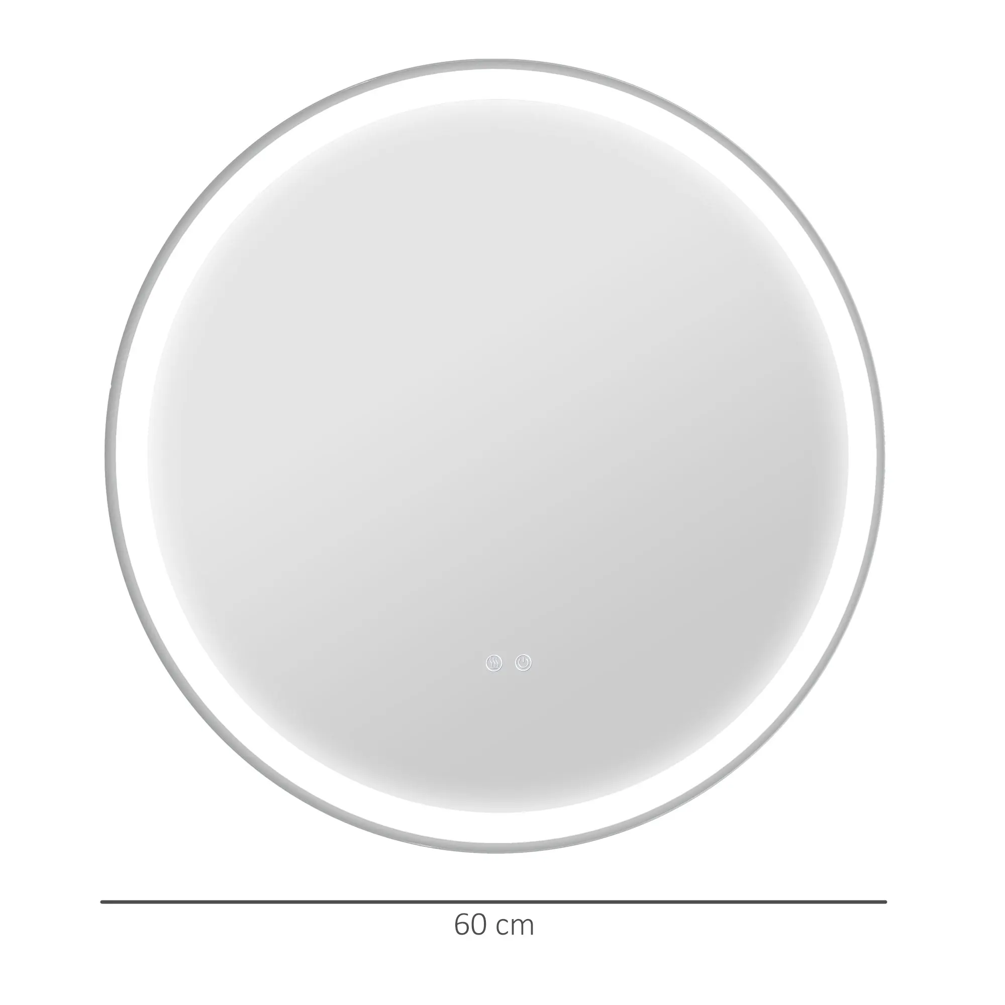 kleankin Specchio rotondo luminoso LED da bagno 60 cm a muro con illuminazione 3 colori interruttore tattile 29W bianco argento | Italy