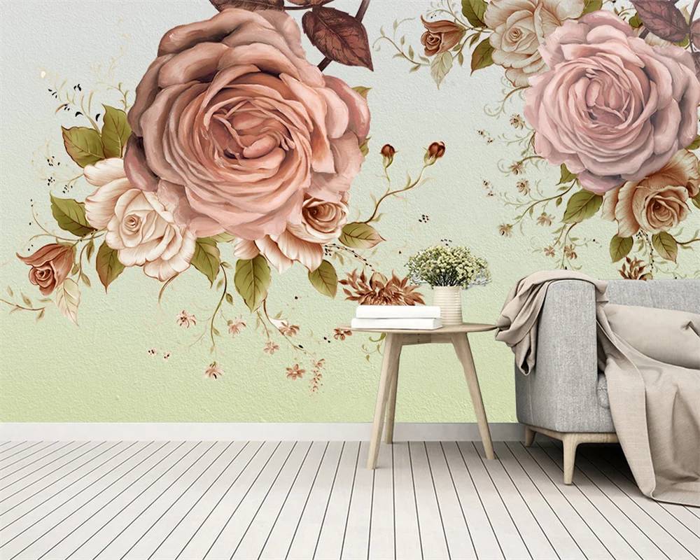 

beibehang papel de parede Custom modern new Nordic hand-painted American pastoral flowers vines indoor background wallpaper