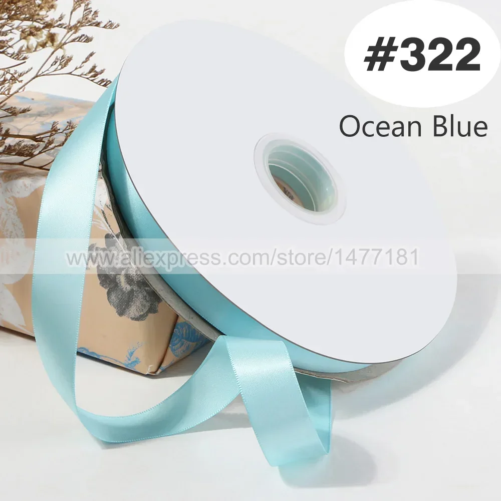 Blue Double Face Satin Ribbon – High-Density Polyester Fabric, Multiple Widths Available, 100 Yards