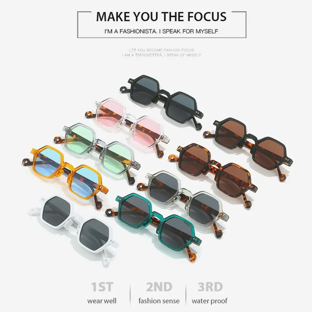 Trend ige klare Ozean linse Polygon quadratische Sonnenbrille quadratische UV400 Sechseck Sonnenbrillen Nieten Sonnenbrille für Frauen & Männer – Detail 5